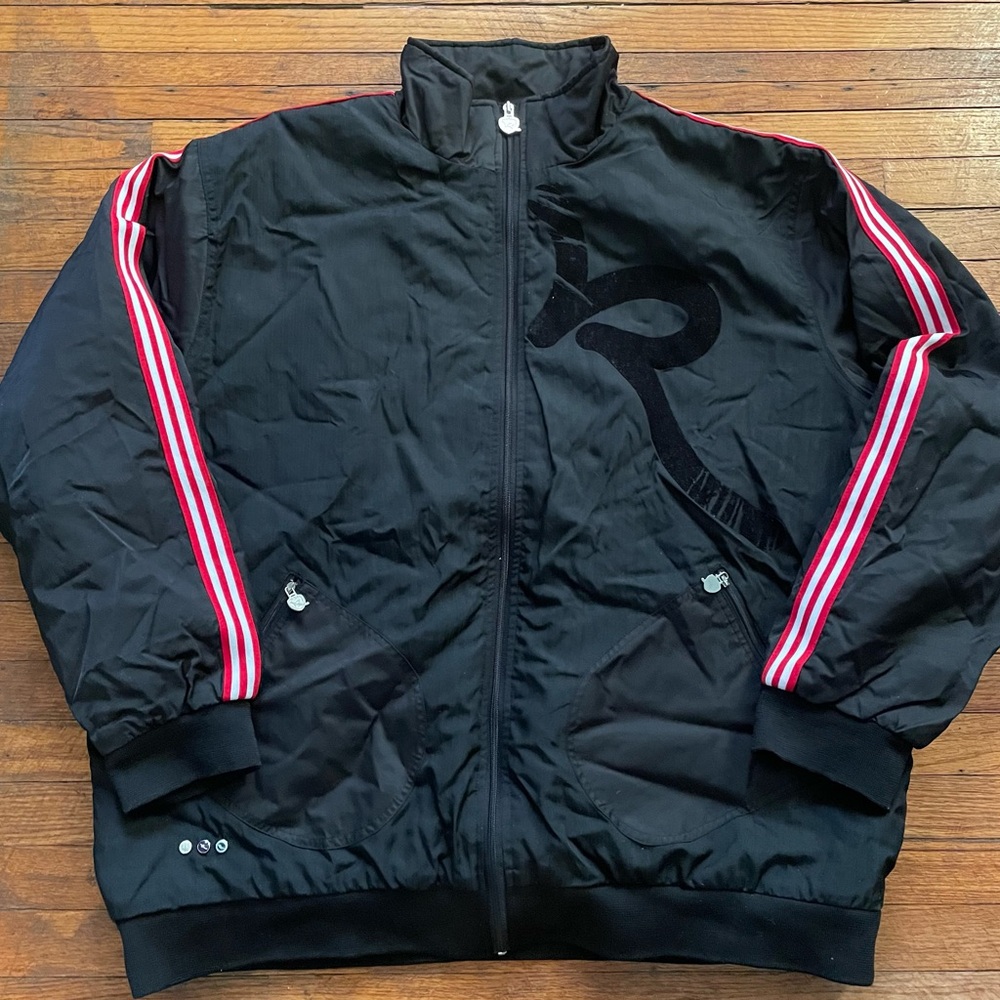 Rocawear Monogram Jacket Mens XL Full Zip Quilt Lined Back Hit Black